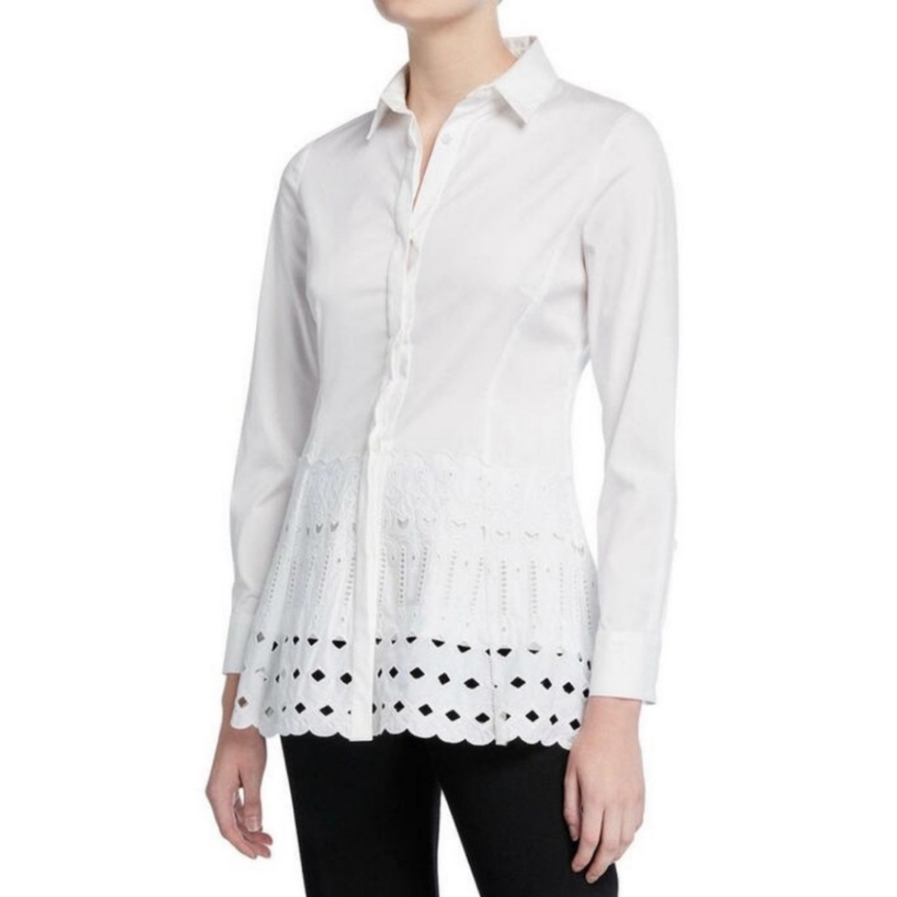 Lela Rose Eyelet Blouse (Pre-Loved) / White / Sz XS